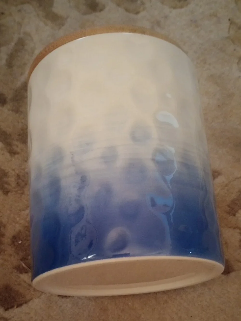 Better Homes And Gardens Blue and White Ombre Ceramic Canister with Bamboo Lid